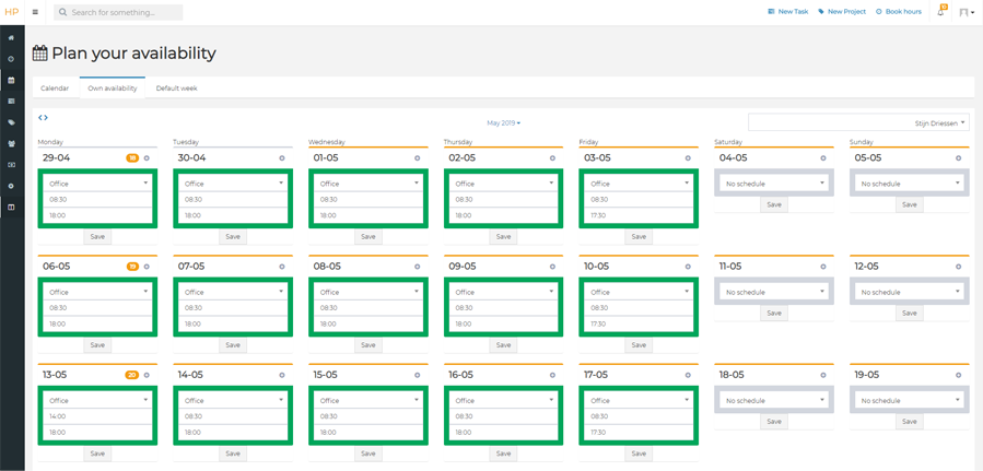 availability setting